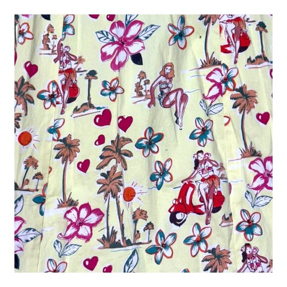 Temptation Hawaiian Luau Hula Dancers Womens Floral Halter Dress Retro Print S - Picture 2 of 6